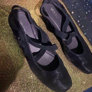 VANELI SHIMMERY BLACK BALLET LIGHT HEEL Shoes GORG CHIC COMFY Sz 7.5
